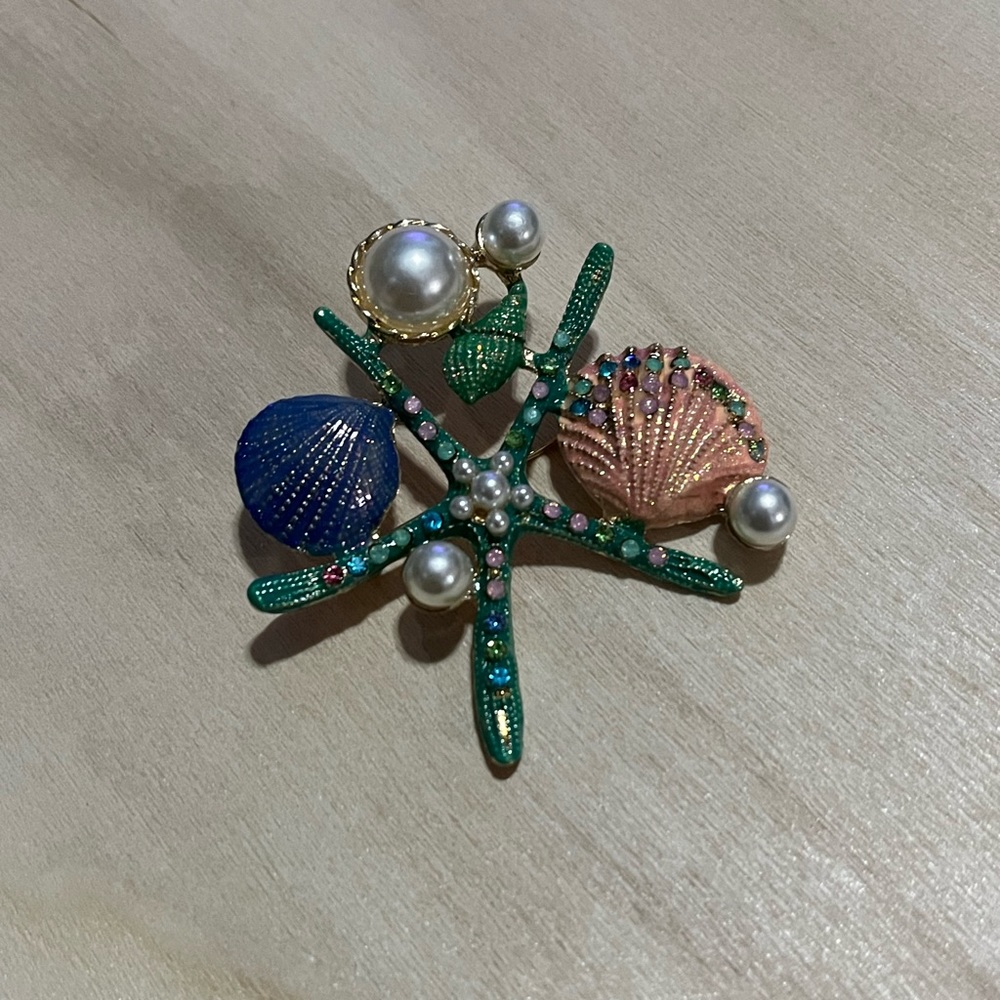 Mermaid Crystal and a pearl Brooch